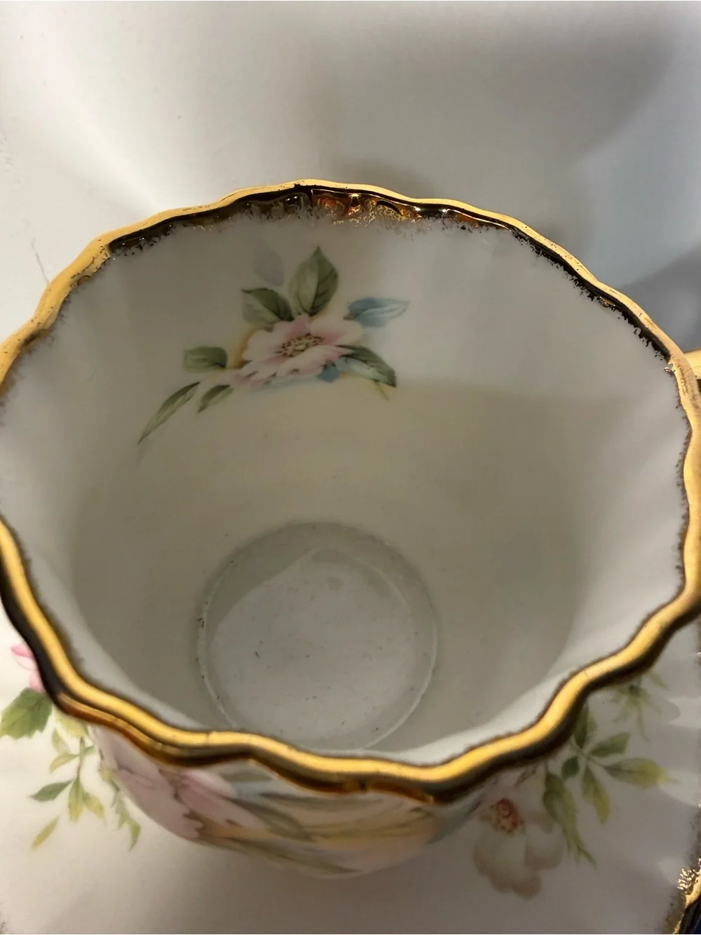 Vintage English Bone China Teacup & Saucer Floral Gold Trim Cottagecore Tea Set